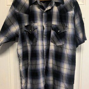Plains Western Wear Tall Man Vintage Pearl Snap Short Sleeve Size Large